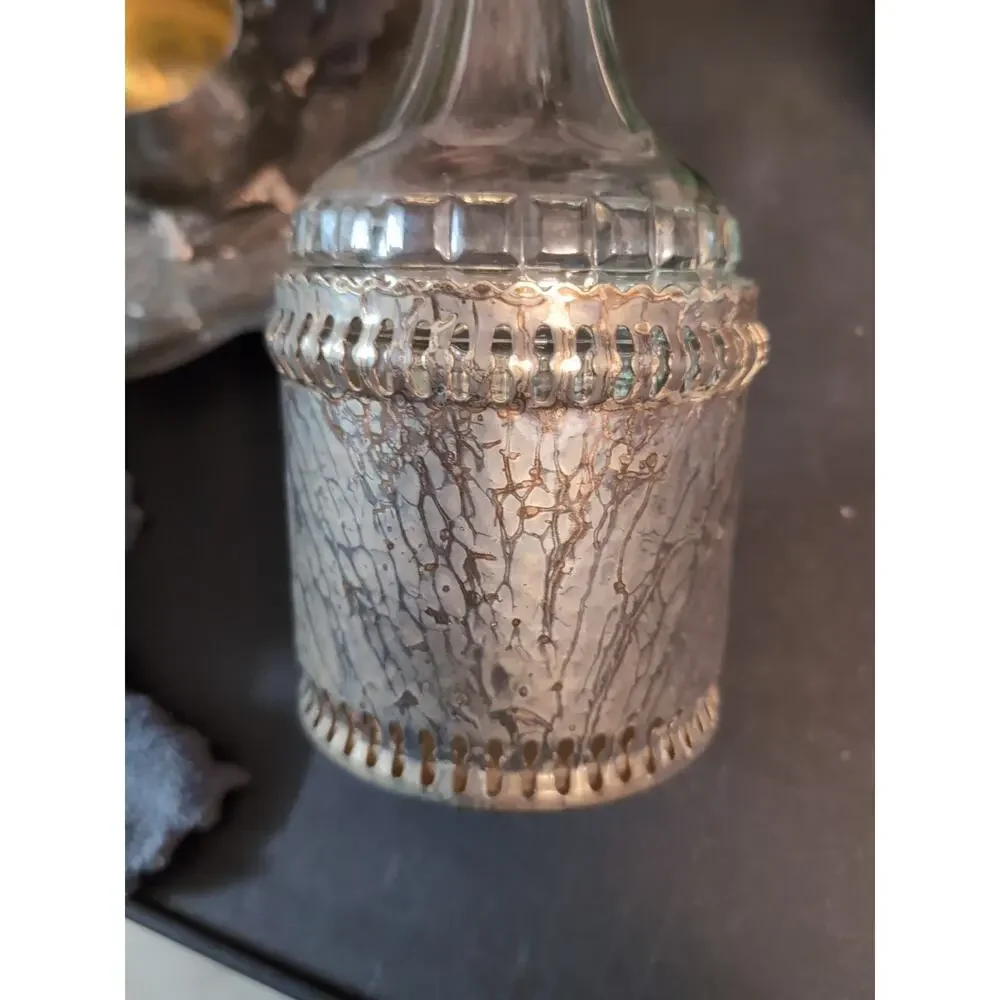 Gales of Sheffield England Vintage Silver Plate Crystal Glass Decanter Bottle